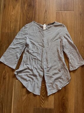 Zara Striped Black & White Bell Sleeve Tunic Top